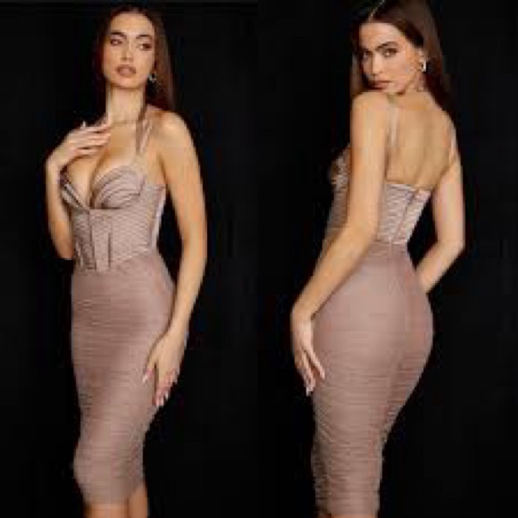 House of CB Strapless Tan Josephine Dress - Picture 2 of 8